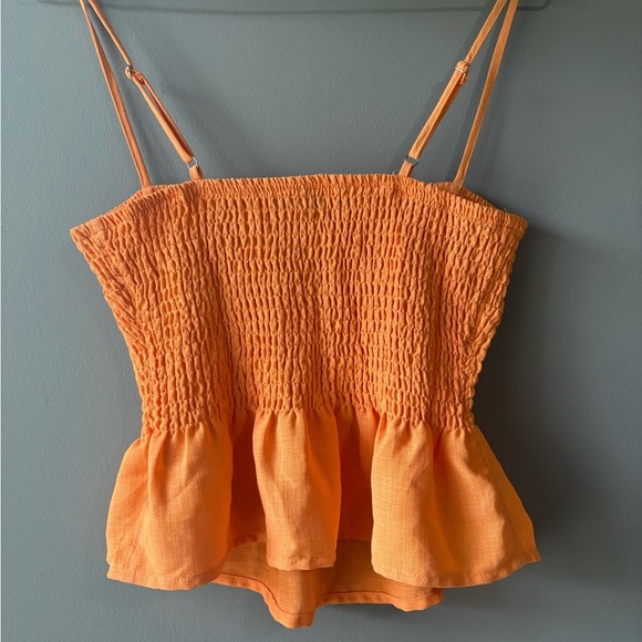 Dynamite, size xs, Orange Smocked Peplum cropped summer Top - Picture 5 of 5